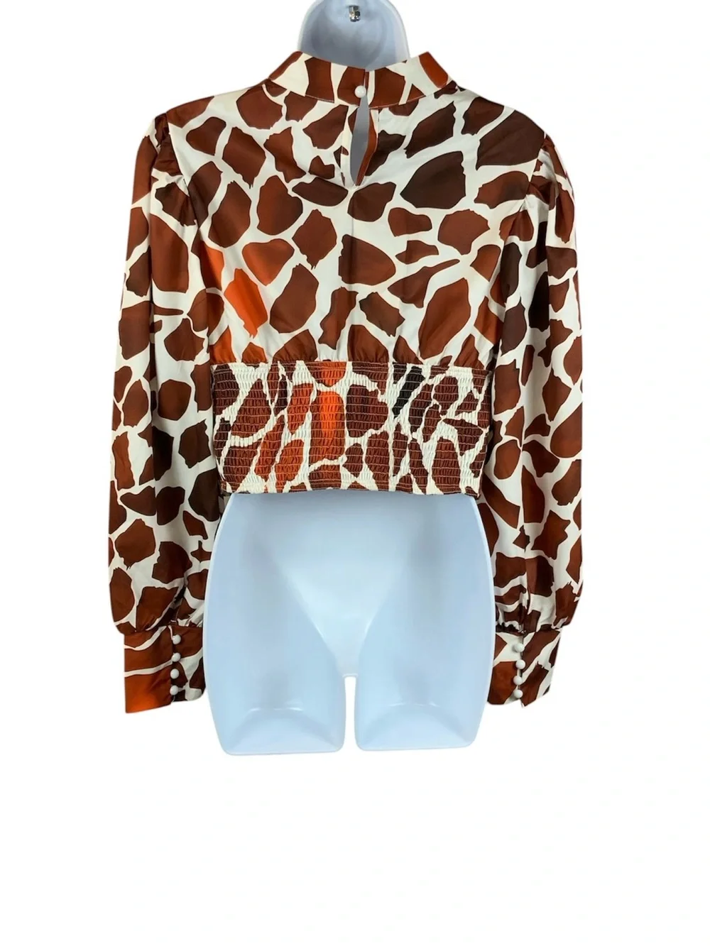 Shein Rust/White Leopard Print Cropped Blouse - Picture 2 of 5